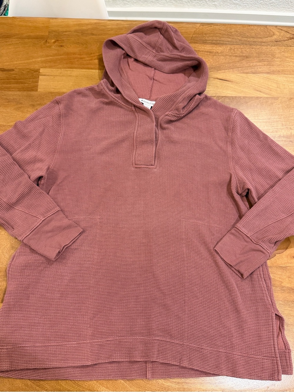 Athleta Coaster Luxe Waffle Hoodie Pullover in Dusty Mauve Size Medium